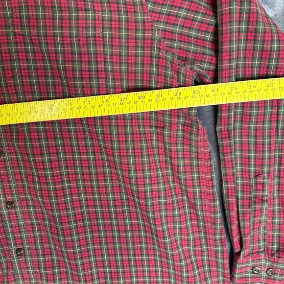 L.L. Bean Red and Green Plaid Casual Button Down Shirt - Picture 3 of 6